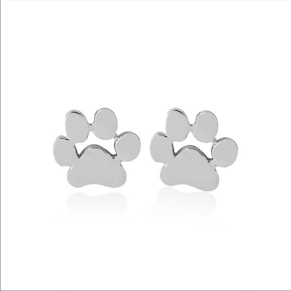 Silver Paw print stud earrings - Picture 3 of 3